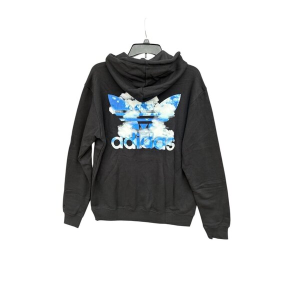 Adidas Black Hoodie With Blue Cloud Trefoil Logo Design Medium - Picture 3 of 7